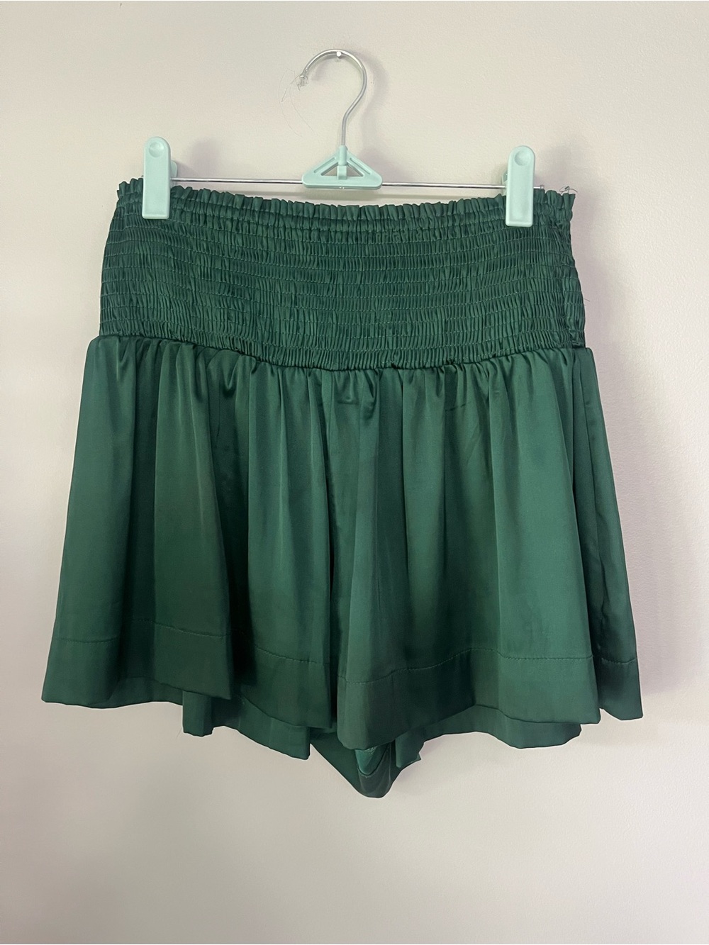 TCEC Dark Green Smocked Waist Flared Skort Shorts